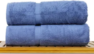 Luxury Hotel & Spa Ultra Soft Bath Towels 100% Turkish Cotton - Wedgewood - Set of 2