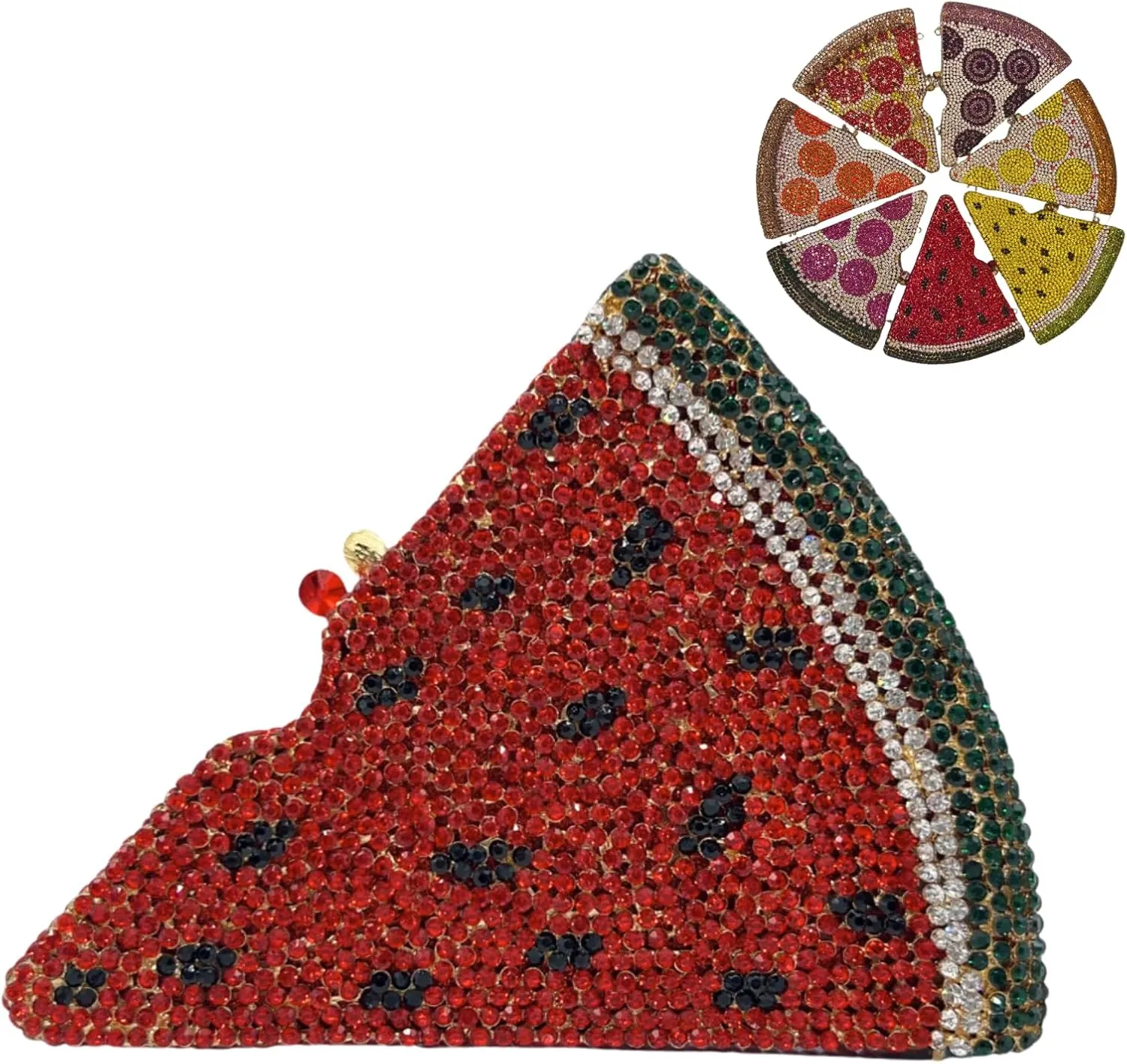 Luxury Novelty Pizza Shaped Rhinestone Evening Bag for Women Funny Pizza Crystal Clutch Purse for Party Prom