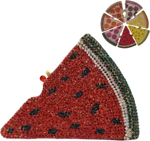 Luxury Novelty Pizza Shaped Rhinestone Evening Bag for Women Funny Pizza Crystal Clutch Purse for Party Prom