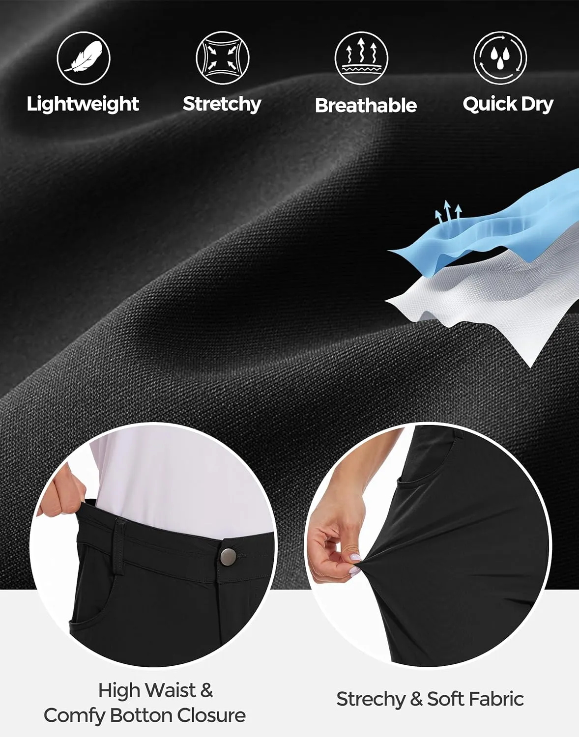 M MOTEEPI 7/8 Golf Pants Women with 4 Pockets Lightweight Stretchy Work Hiking Travel Pants Outdoor