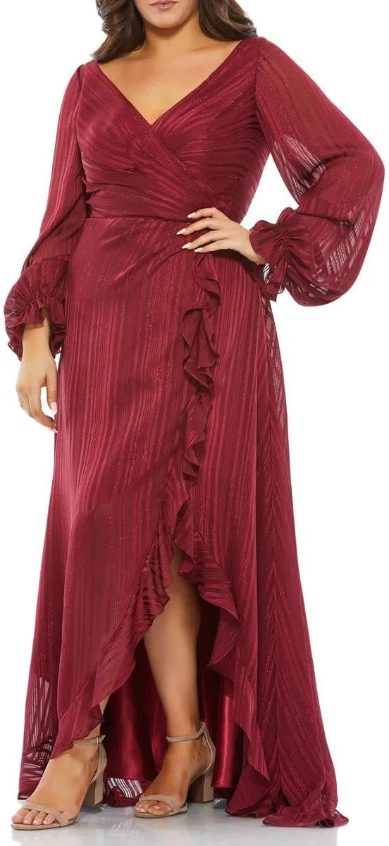 Mac Duggal Womens Plus Metallic Long Evening Dress Purple 22W