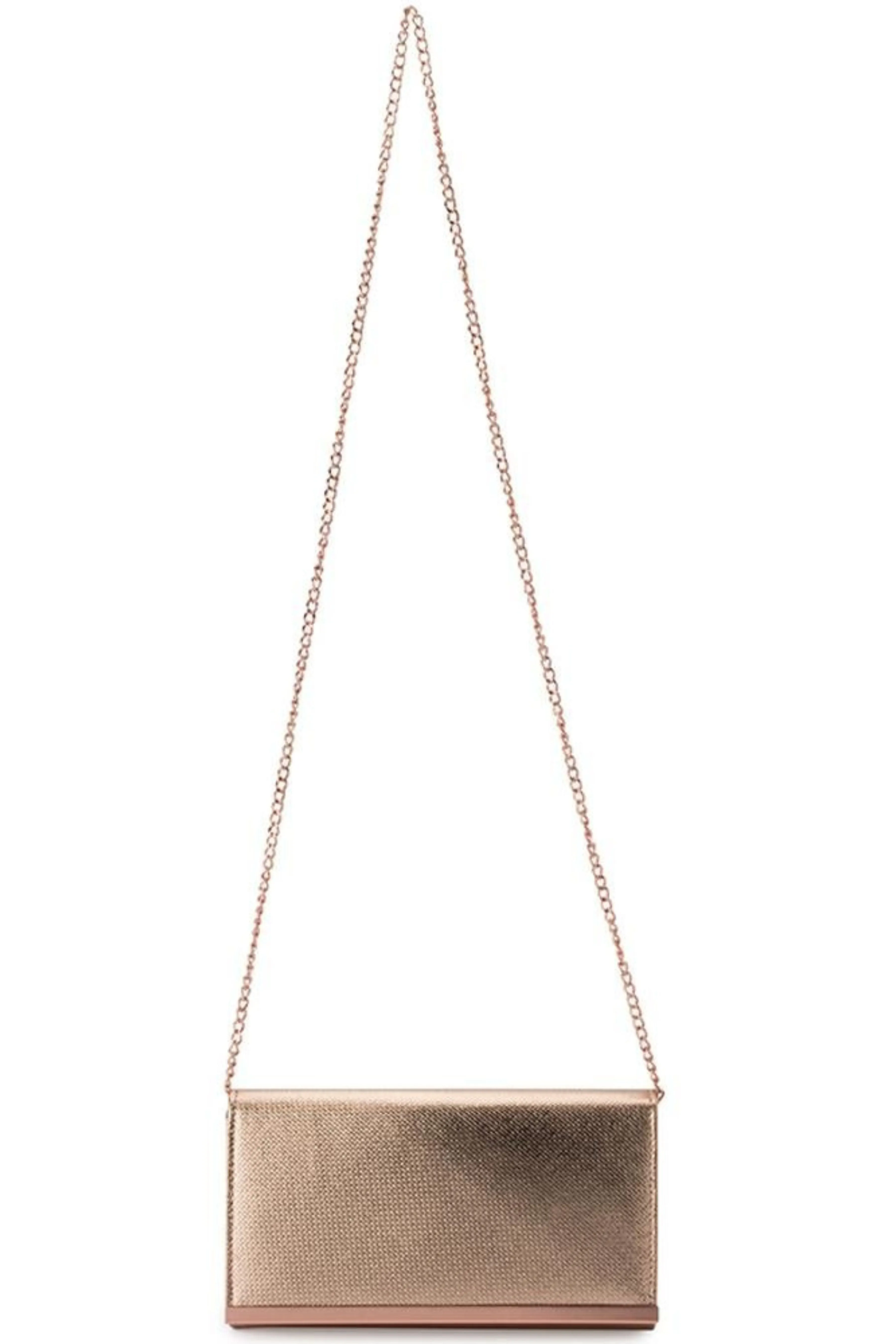 Maddie Metallic Embossed Foldover Clutch - Rose Gold