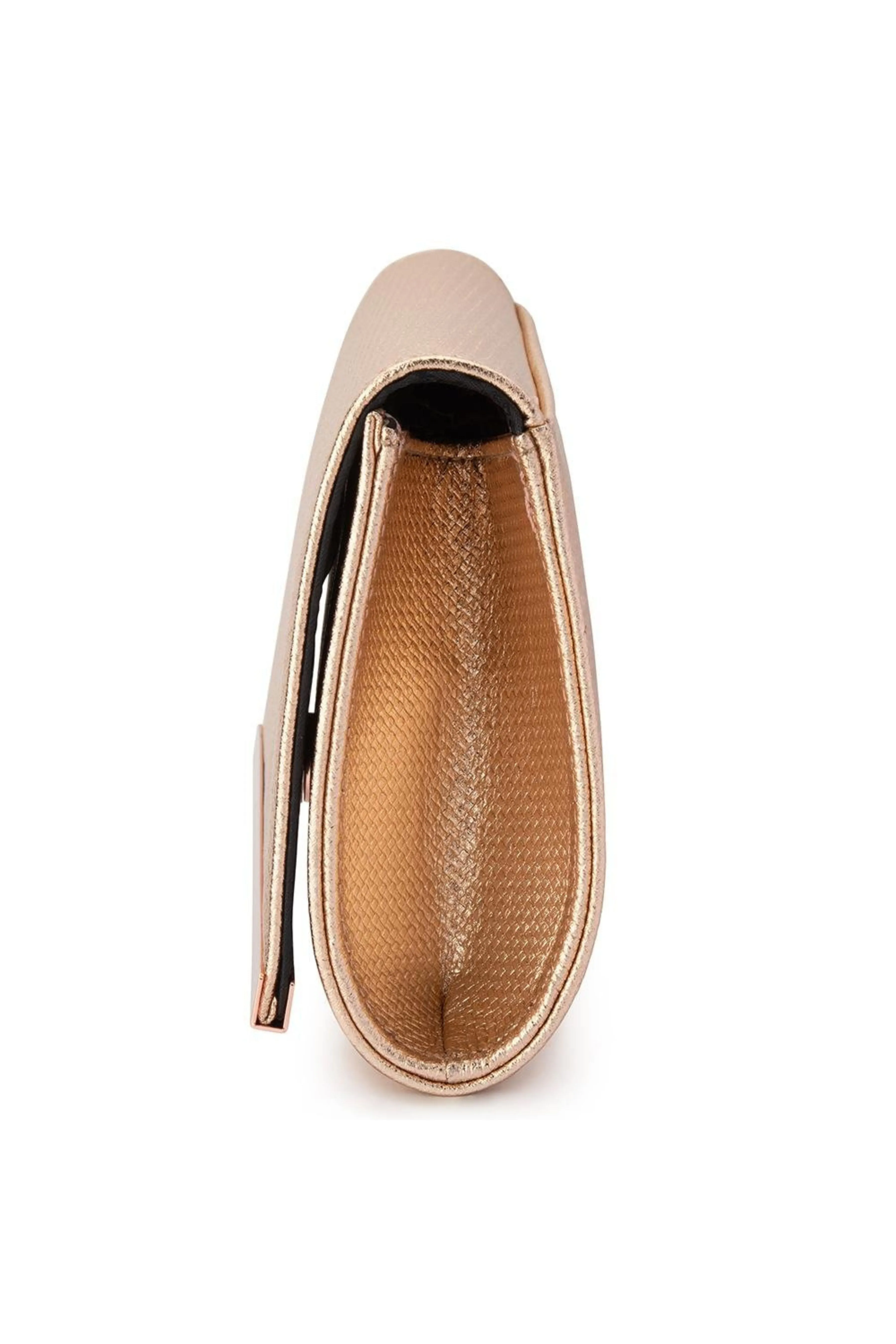 Maddie Metallic Embossed Foldover Clutch - Rose Gold