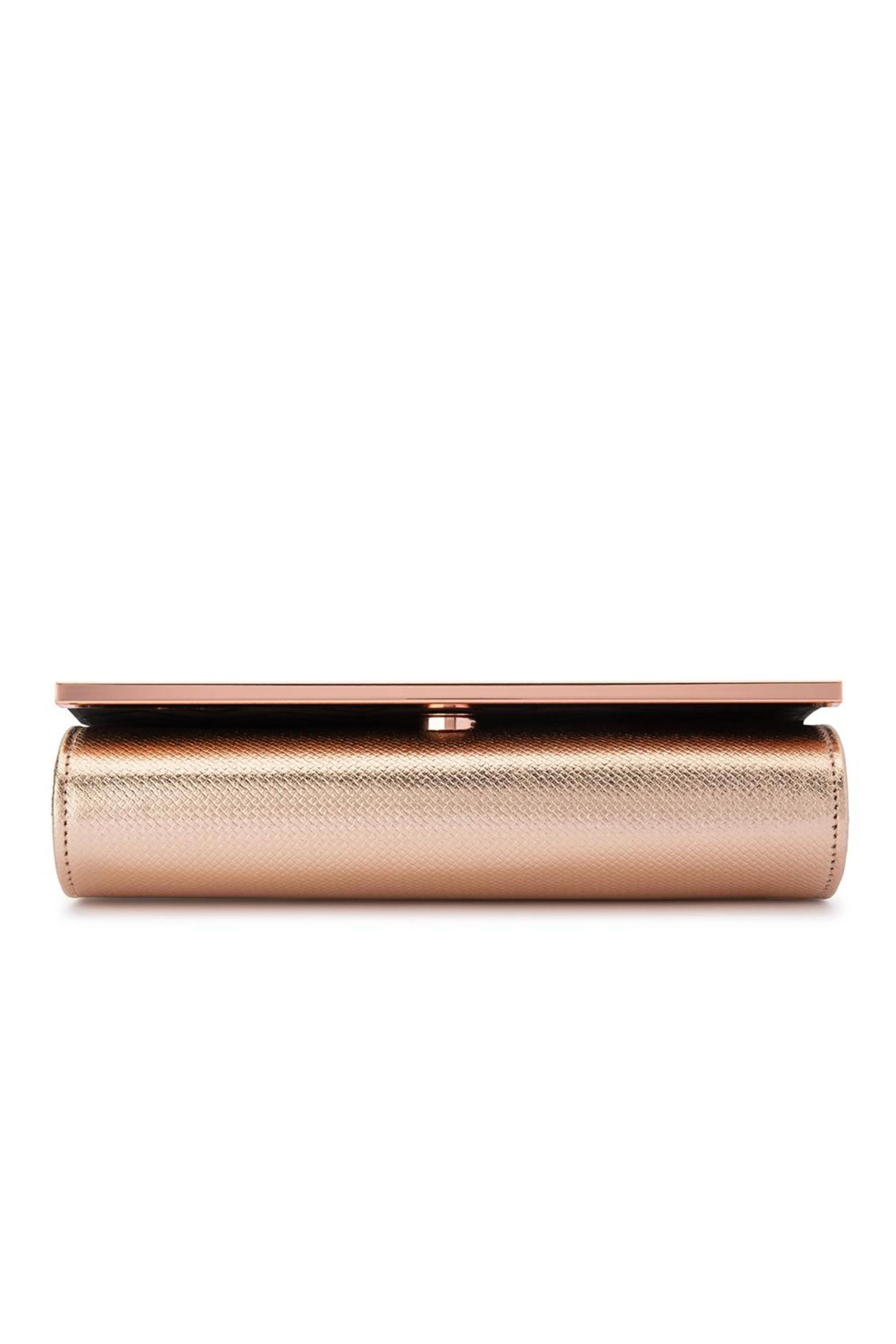 Maddie Metallic Embossed Foldover Clutch - Rose Gold
