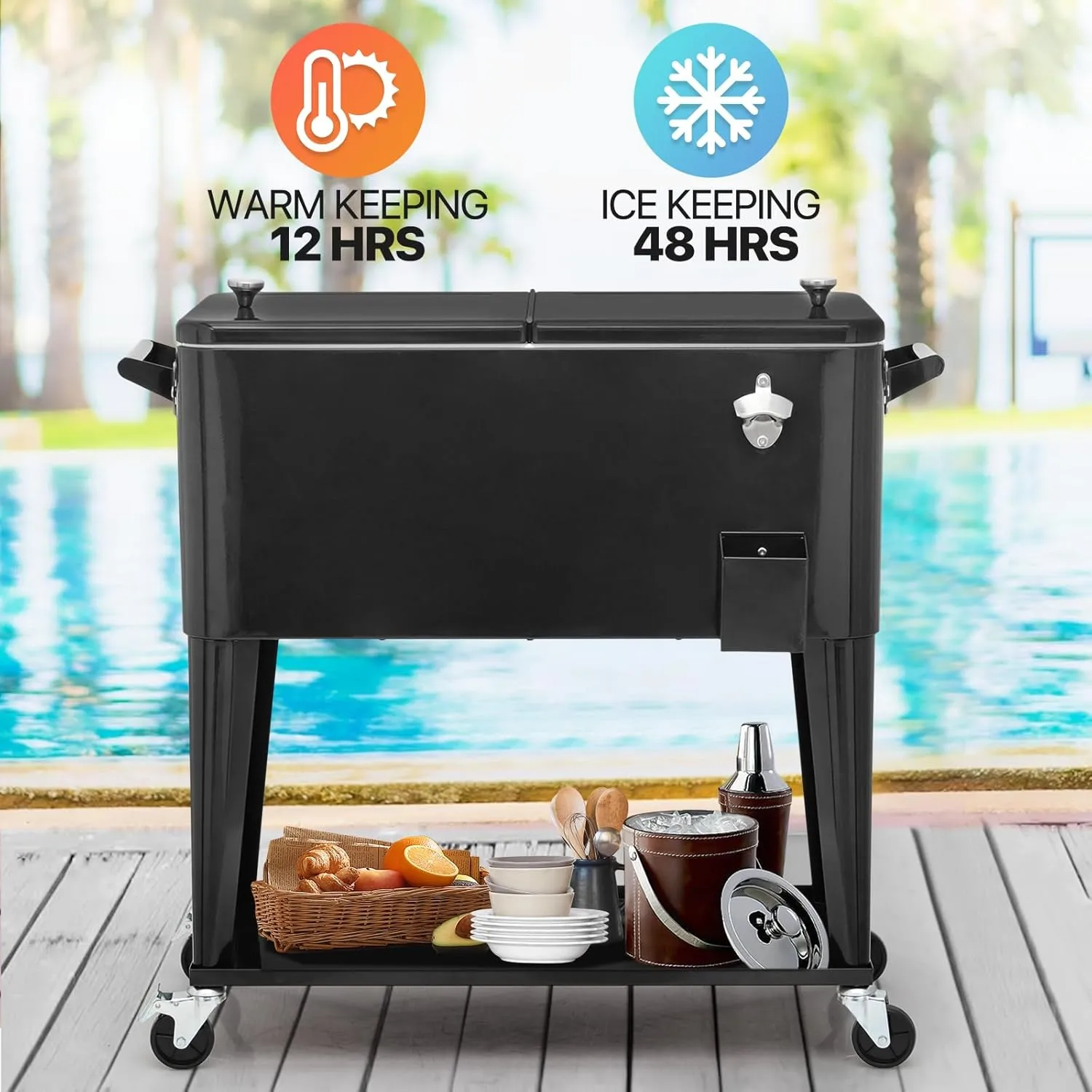 MADOG Modern Cooler with Wheels - Outdoor Entertaining Cooler for Patio and Deck