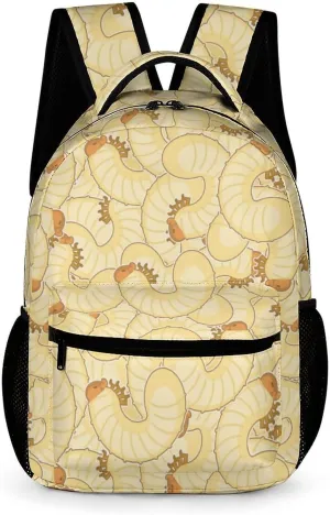 Maggot Beetle Larva Lightweight Travel Laptop Backpack Casual Hiking Daypack with Mesh Side Pockets for Shopping Work