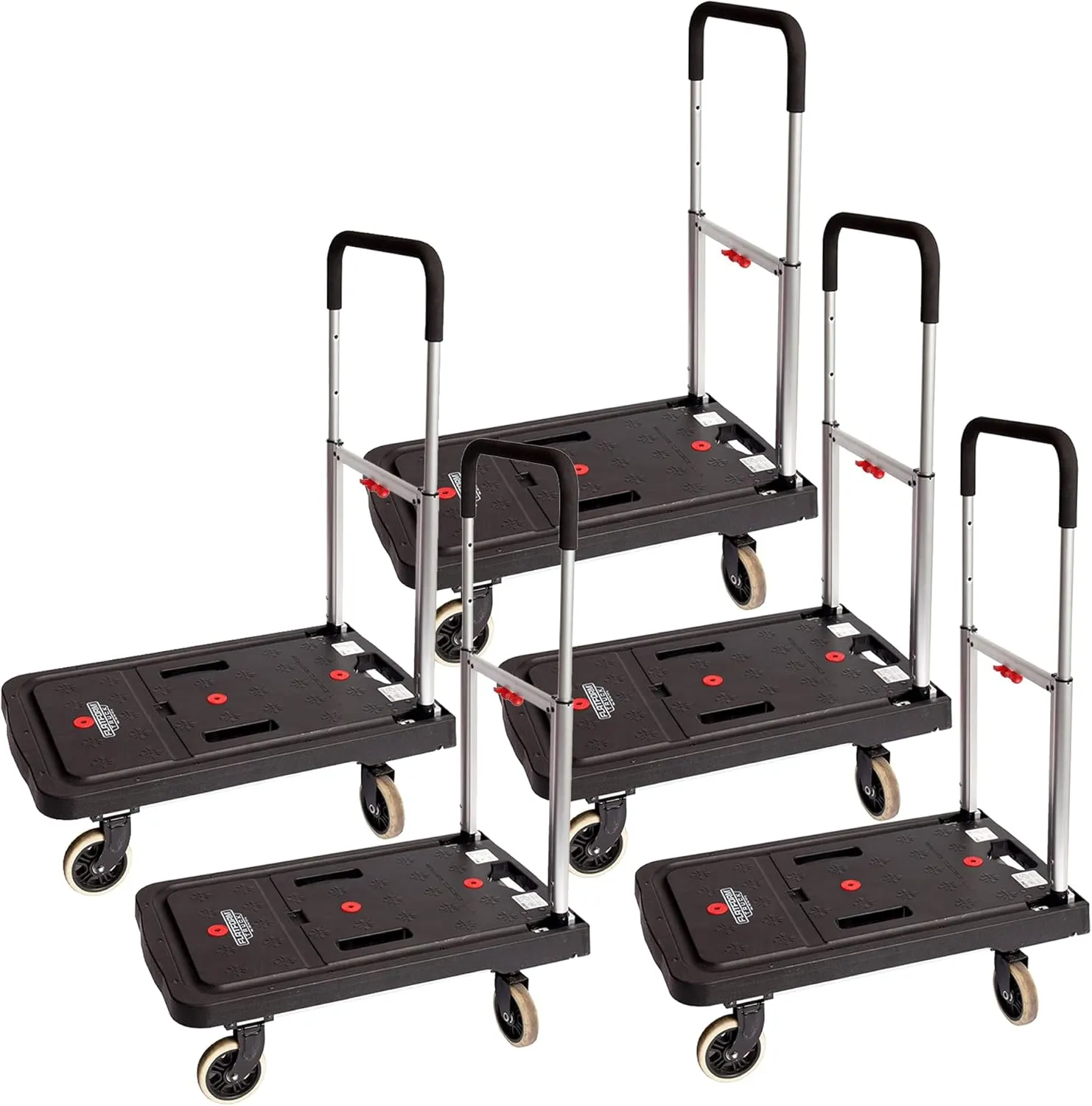 Magna Cart 5 Pack Collapsible Dolly Cart, Rolling Trolley with Wheels, 300 Lbs
