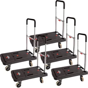 Magna Cart 5 Pack Collapsible Dolly Cart, Rolling Trolley with Wheels, 300 Lbs