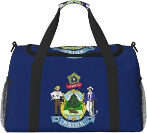 Maine State Flag print Weekender Overnight Carry On Bag Gym Luggage Bag Duffel Bag for Travel Women
