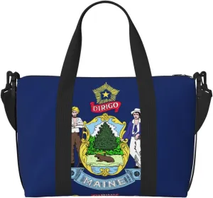 Maine State Flag print Womens travel bags, weekender carry on for women, sports Gym Bag, Overnight Carry on Bag