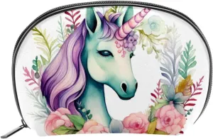 Makeup Bag Organizer,Cosmetic Bags for Women,Unicorn Floral Bushes,Small Makeup Pouch