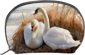 Makeup Bag Organizer,Cosmetic Bags for Women,Winter Snow Field White Swans,Small Makeup Pouch