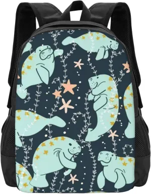 Manatee Starfish Lightweight Packable Backpack Travel Casual Large Capacity Daypack Foldable Backpack For Men Women