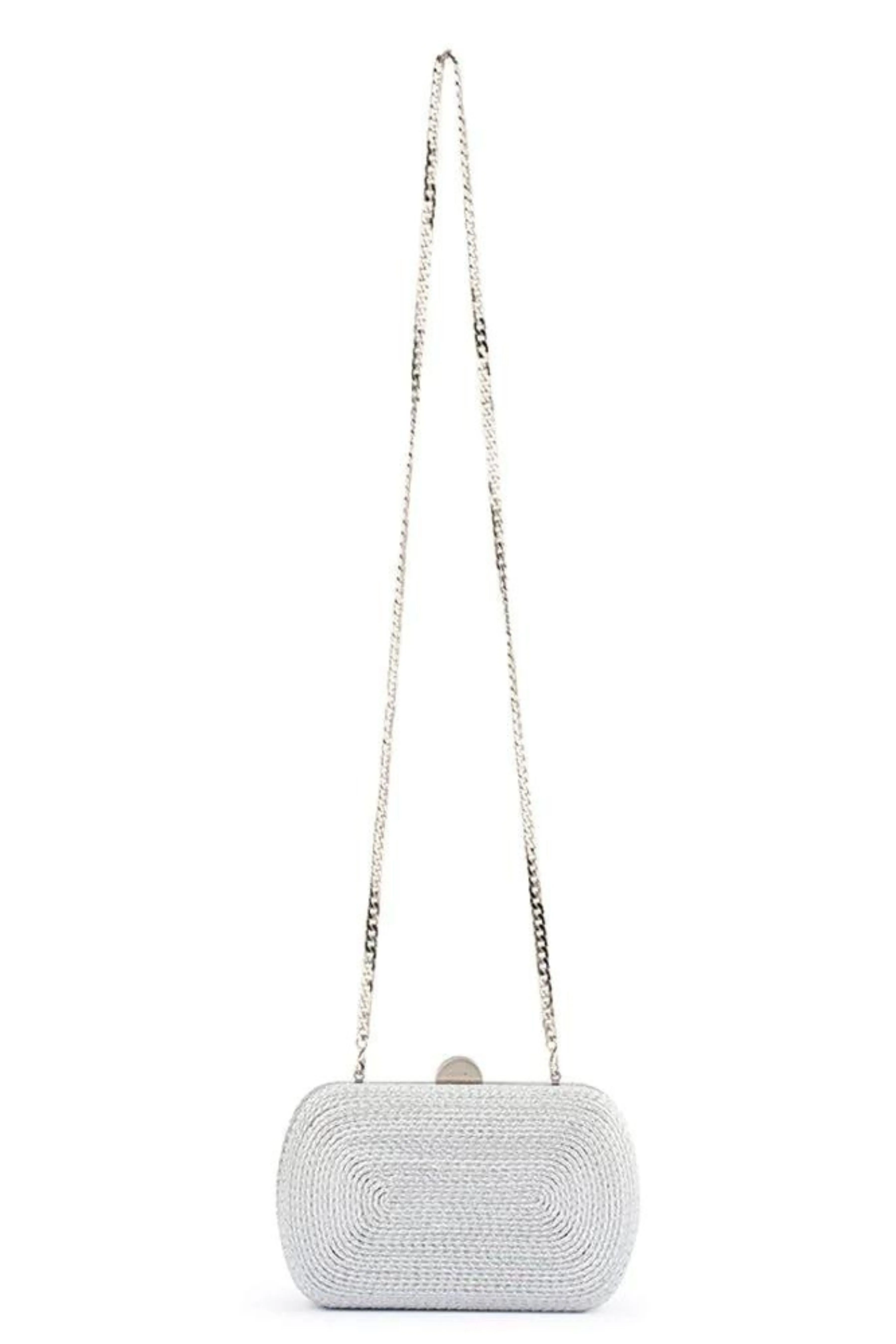Martina Coiled Rope Clutch - Silver