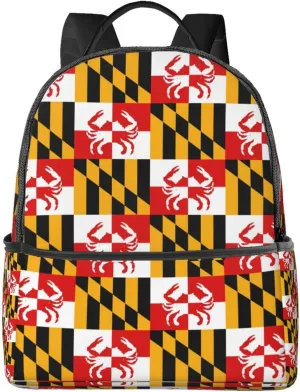 Maryland Flag Crabs Casual Backpacks Laptop Backpack Carry-on Daypack Sports Travel Rucksack Lightweight Working Bag for Outdoor Hiking Cycling Walking