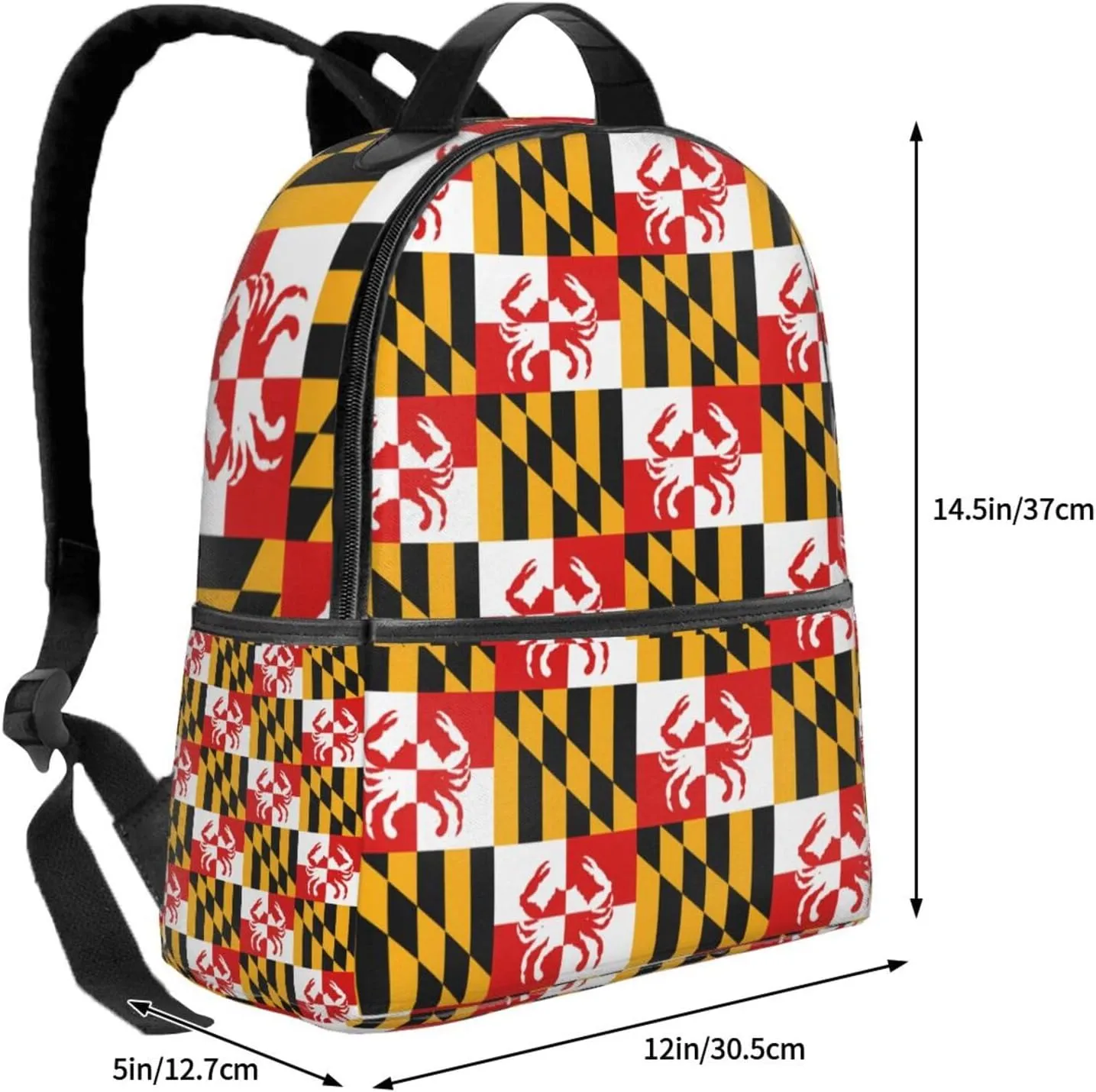 Maryland Flag Crabs Casual Backpacks Laptop Backpack Carry-on Daypack Sports Travel Rucksack Lightweight Working Bag for Outdoor Hiking Cycling Walking