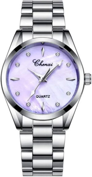 MASTOP Women Watches Rhinestone & Shell dial Quartz Watches Ladies Luxury Stainless Steel Fashion Dress Watch