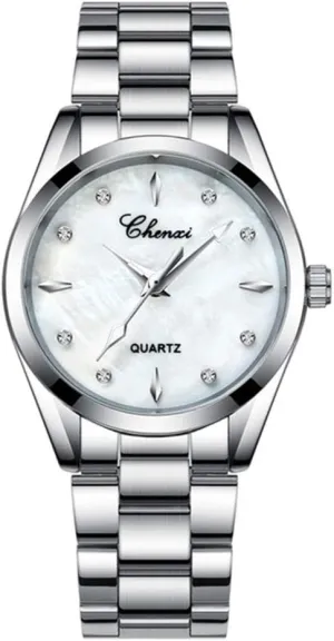 MASTOP Women Watches Rhinestone & Shell dial Quartz Watches Ladies Luxury Stainless Steel Fashion Dress Watch