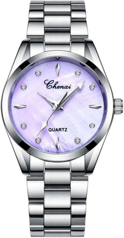 MASTOP Women Watches Rhinestone & Shell dial Quartz Watches Ladies Luxury Stainless Steel Fashion Dress Watch