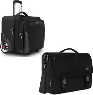 MATEIN Messenger Bag for Men, Teen School Bag Lightweight 17.3 inch Laptop Briefcase, Rolling Laptop Bag, Mens Large Briefcase with Big Wheels Fits 17.3 Inch Notebook for Business Travel Work