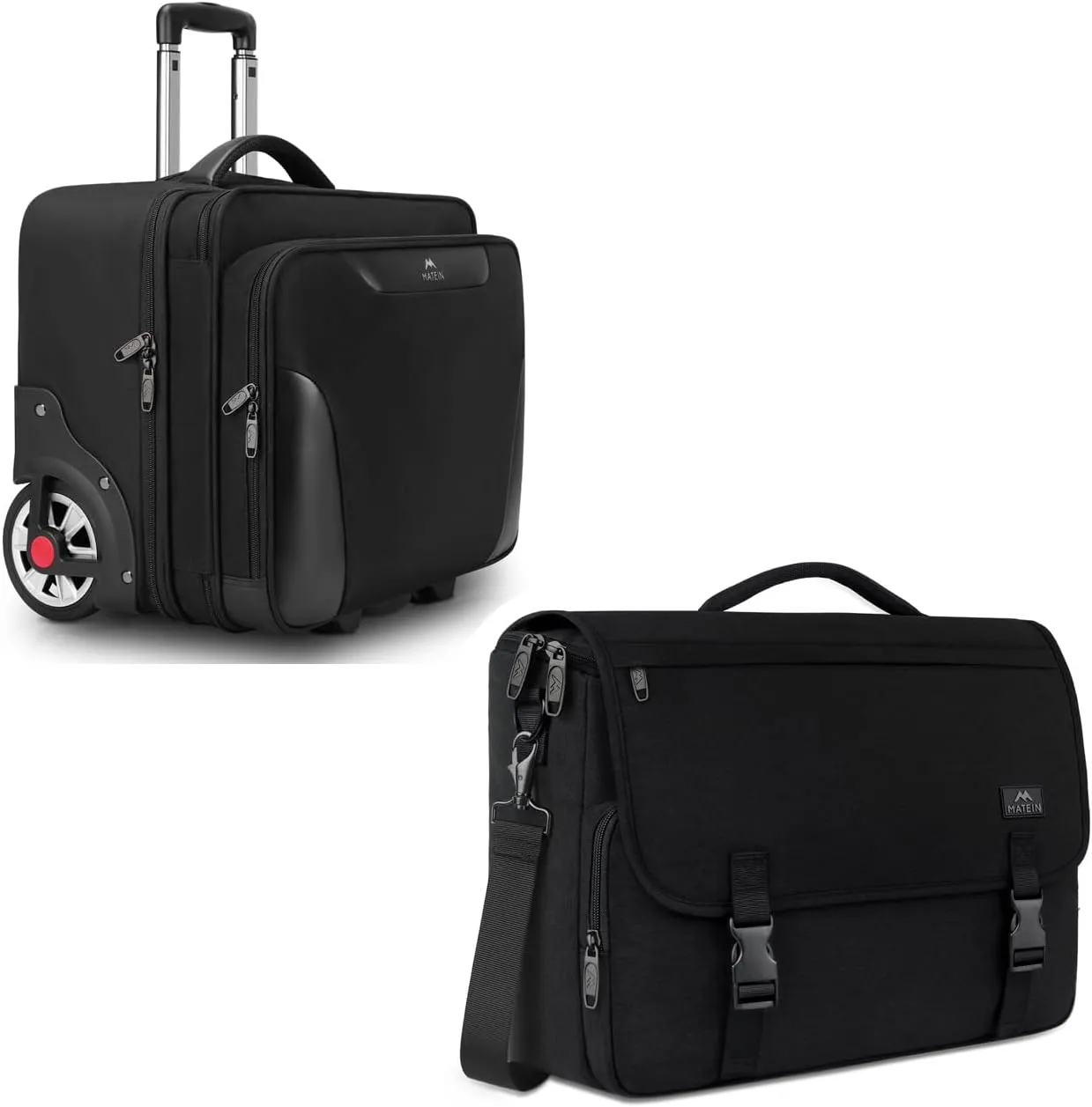 MATEIN Messenger Bag for Men, Teen School Bag Lightweight 17.3 inch Laptop Briefcase, Rolling Laptop Bag, Mens Large Briefcase with Big Wheels Fits 17.3 Inch Notebook for Business Travel Work