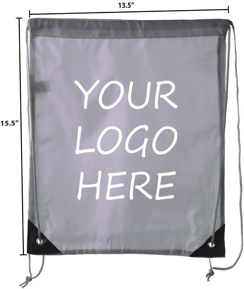 Mato & Hash Custom Bags With Your Logo | Promotional Drawstring Backpack - 500PK Grey CE2500