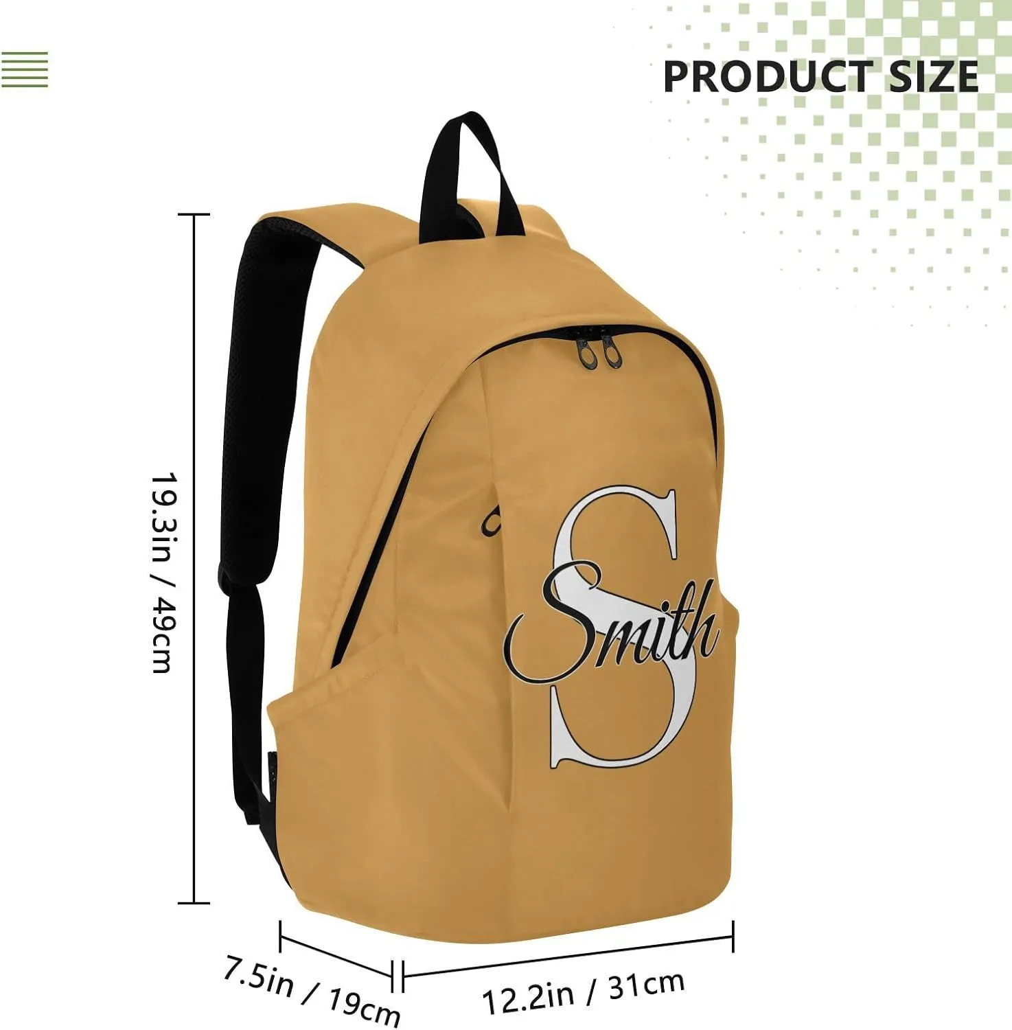 MCHIVER Custom Travel Backpack Mustard Personalized Casual Daypack Backpacks Lightweight Carry on Bag Water Resistant Hiking Backpack for Women and Men