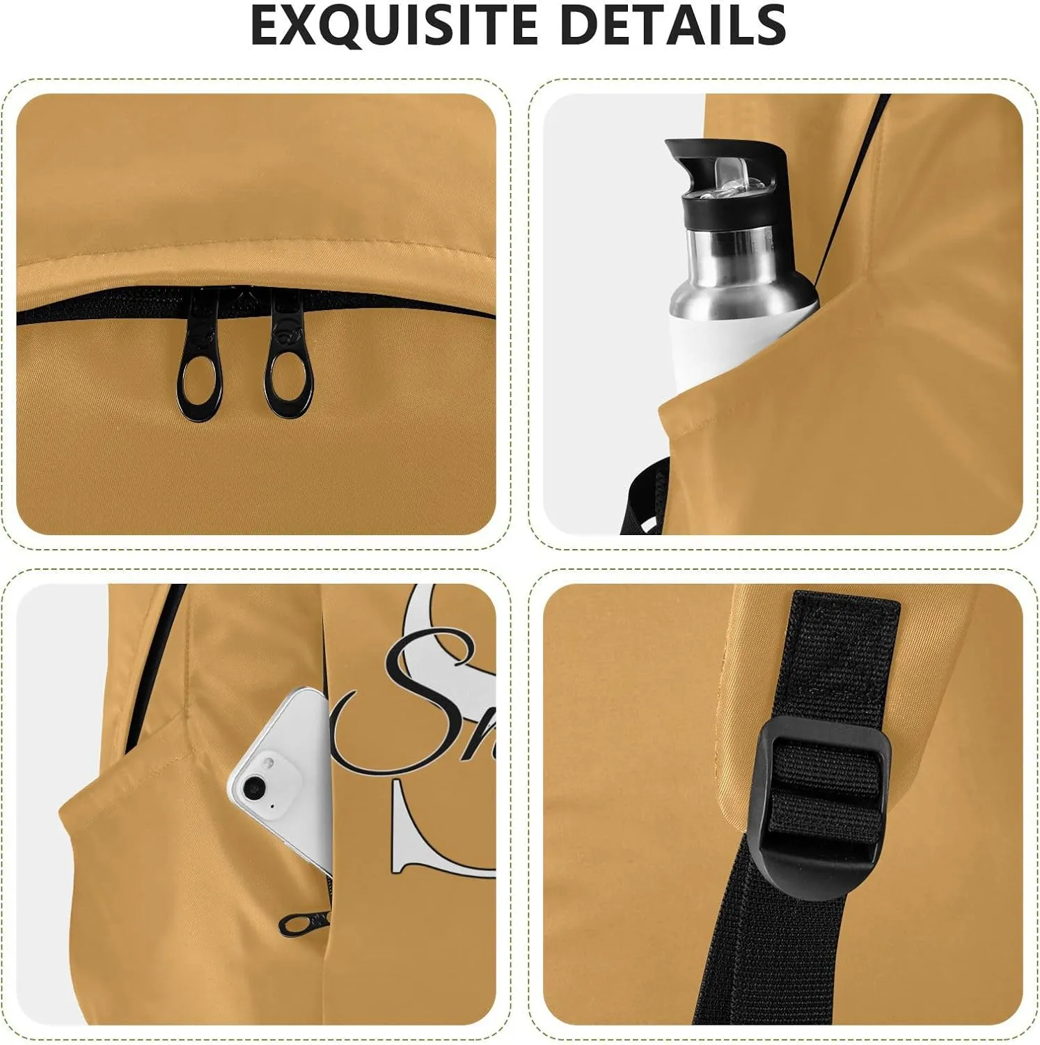 MCHIVER Custom Travel Backpack Mustard Personalized Casual Daypack Backpacks Lightweight Carry on Bag Water Resistant Hiking Backpack for Women and Men