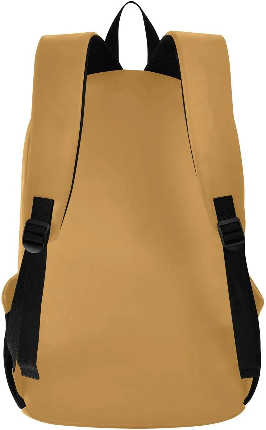 MCHIVER Custom Travel Backpack Mustard Personalized Casual Daypack Backpacks Lightweight Carry on Bag Water Resistant Hiking Backpack for Women and Men