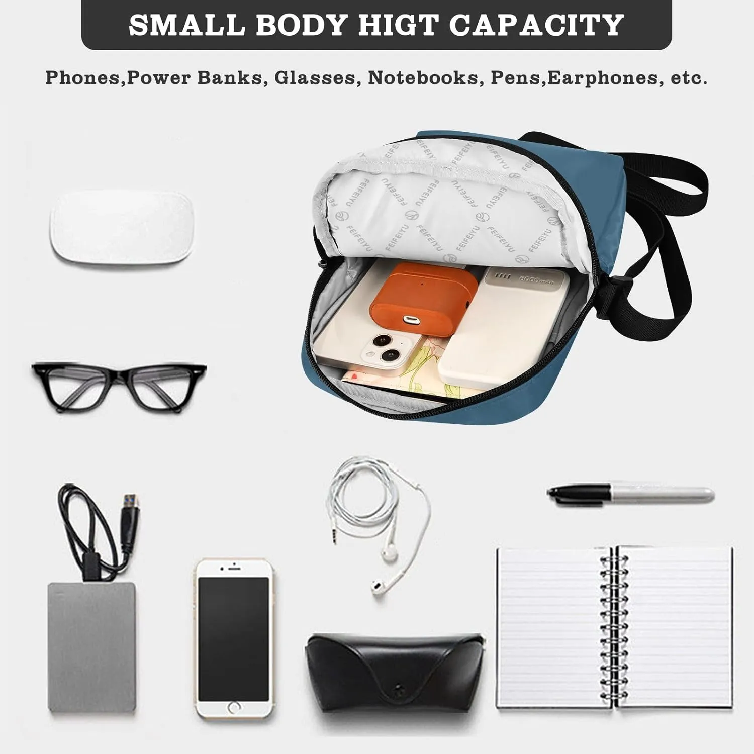 MCHIVER Small Messenger Bag Crossbody Bag for Men Women Cell Phone Shoulder Bag for Cycling Hiking Running