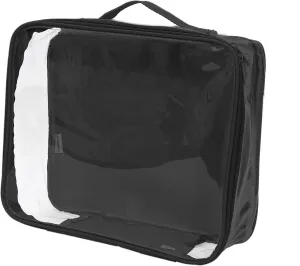 Medium Clear Travel Packing Cube/See-Through Clothes Organizer for Carry on & Checked Suitcase, RV or Camping/Transparent Storage Cell/Doll Storage/Game Day Stadium Approved (Black)