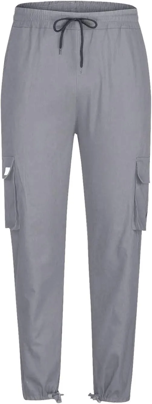 Mens Cargo Pants Big and Tall Causal Baggy Work Hiking Joggers Stretch Drawstring Fishing Travel Outdoor Trousers