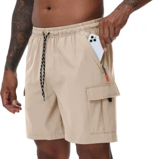 Men's Cargo Shorts Quick Dry Lightweight Stretch Hiking Shorts for Men with 5 Pockets No Lining