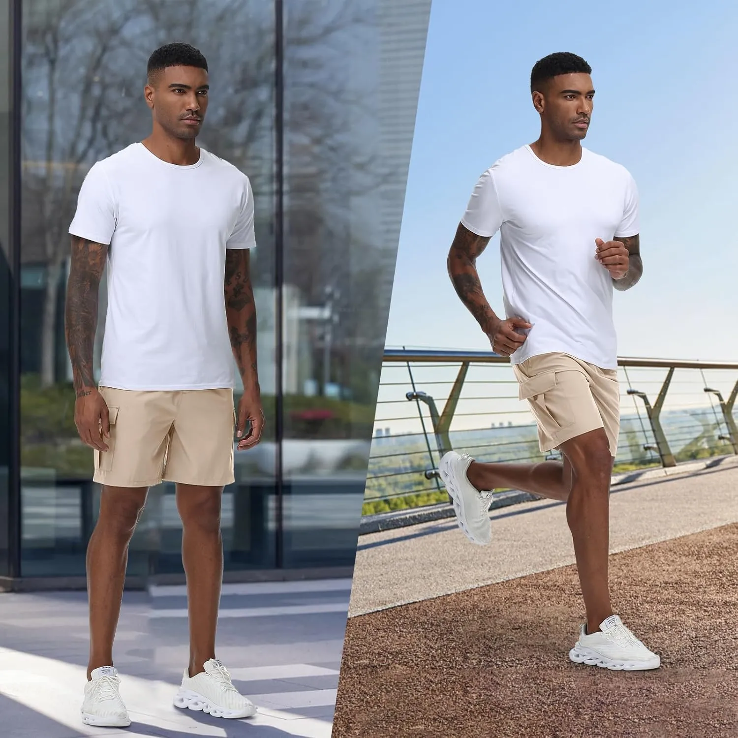 Men's Cargo Shorts Quick Dry Lightweight Stretch Hiking Shorts for Men with 5 Pockets No Lining