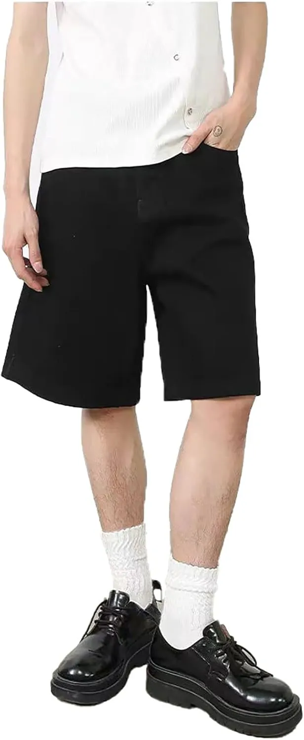 Mens Casual Shorts Vintage Distressed Blue Denim Loose Straight Knee Length Versatile Shorts Drying Camouflage Summer