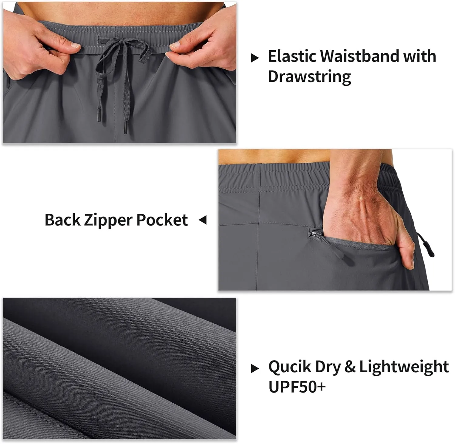 Men's Hiking Cargo Shorts Quick Dry Lightweight Summer Travel Shorts with Zipper Pockets for Camping Fishing Golf