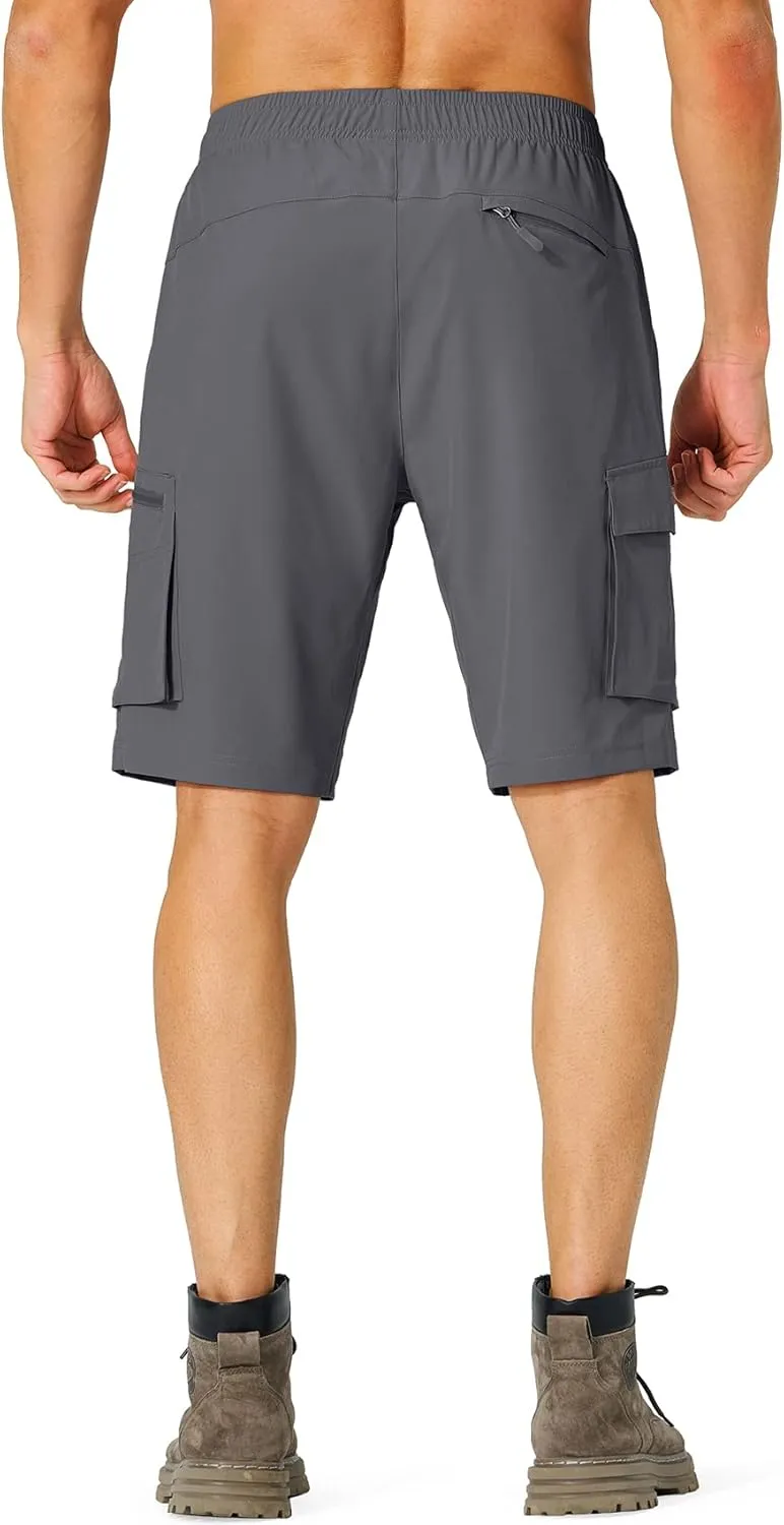 Men's Hiking Cargo Shorts Quick Dry Lightweight Summer Travel Shorts with Zipper Pockets for Camping Fishing Golf