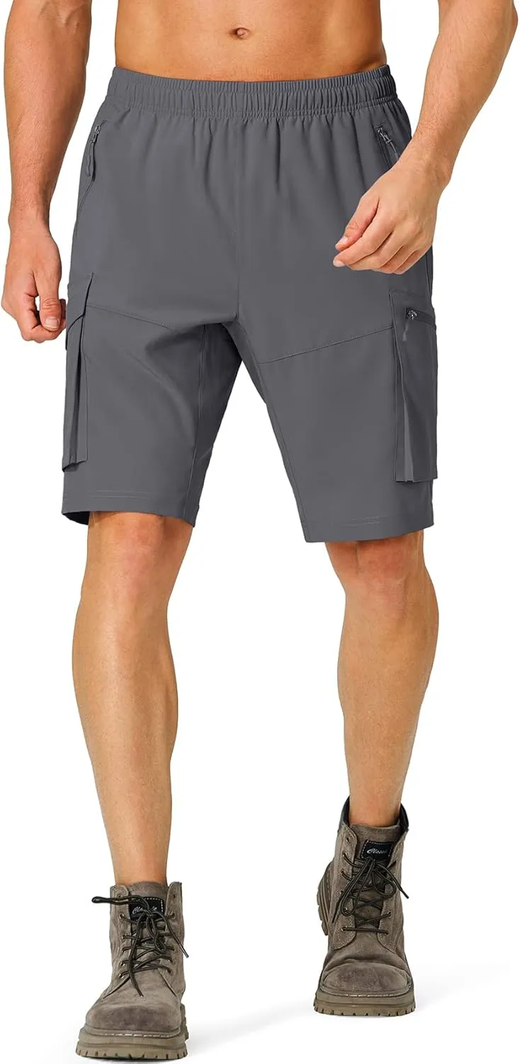 Men's Hiking Cargo Shorts Quick Dry Lightweight Summer Travel Shorts with Zipper Pockets for Camping Fishing Golf