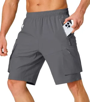 Men's Hiking Cargo Shorts Quick Dry Lightweight Summer Travel Shorts with Zipper Pockets for Camping Fishing Golf