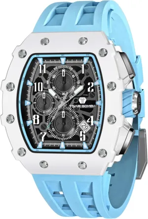 Mens Watches Luxury Tonneau Watches for Men Waterproof 50M Analog Replica Watch Chronograph Calendar Date Men’s Dress Business Work Watch Diver Large Square Face Wristwatch