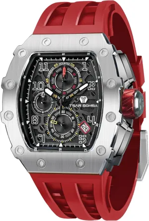 Mens Watches Luxury Tonneau Watches for Men Waterproof 50M Analog Replica Watch Chronograph Calendar Date Men’s Dress Business Work Watch Diver Large Square Face Wristwatch
