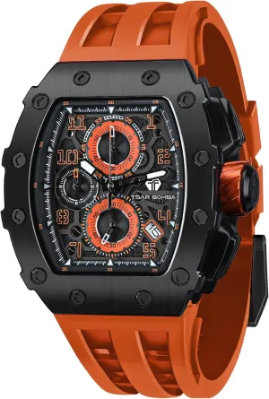 Mens Watches Luxury Tonneau Watches for Men Waterproof 50M Analog Replica Watch Chronograph Calendar Date Men’s Dress Business Work Watch Diver Large Square Face Wristwatch