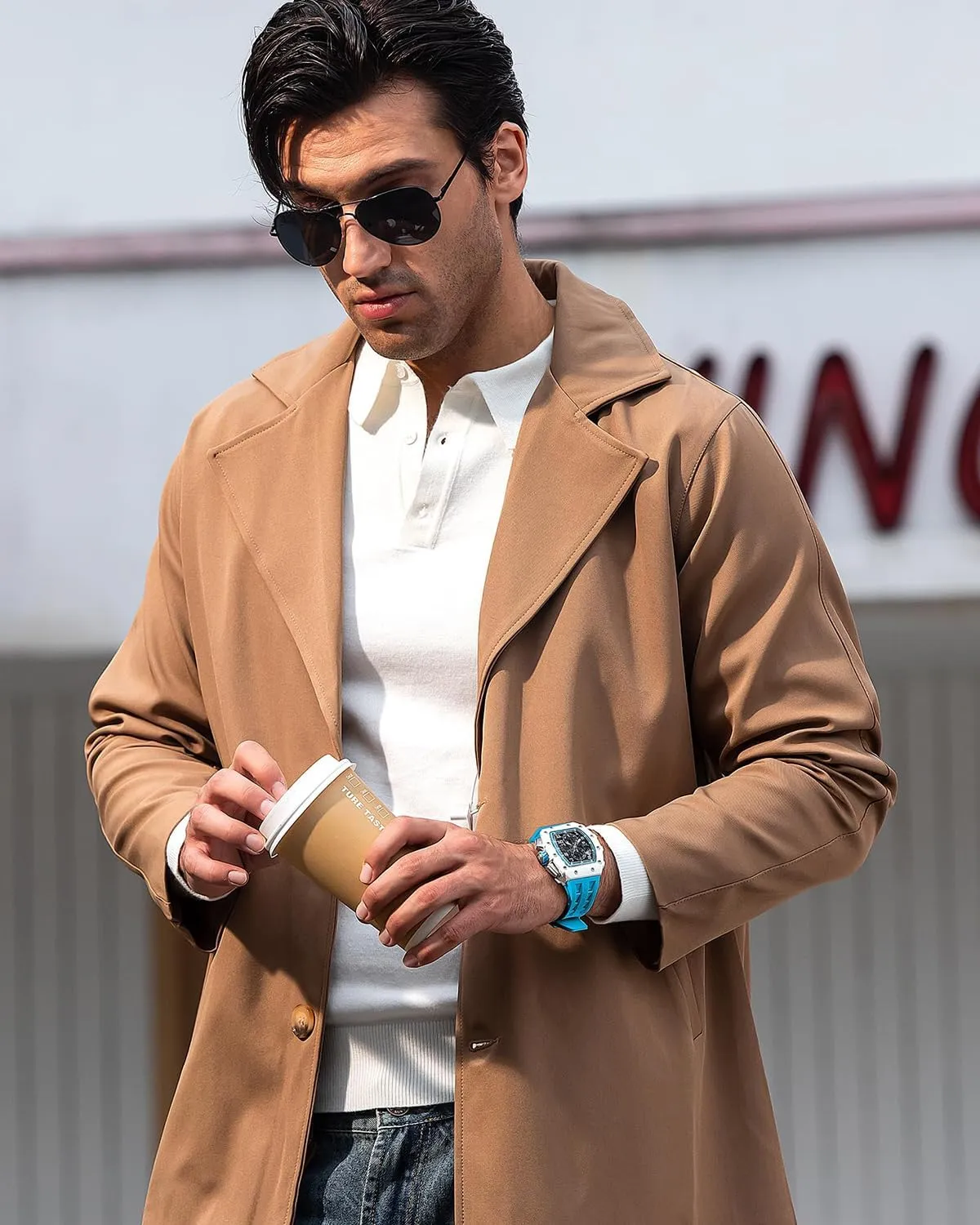 Mens Watches Luxury Tonneau Watches for Men Waterproof 50M Analog Replica Watch Chronograph Calendar Date Men’s Dress Business Work Watch Diver Large Square Face Wristwatch