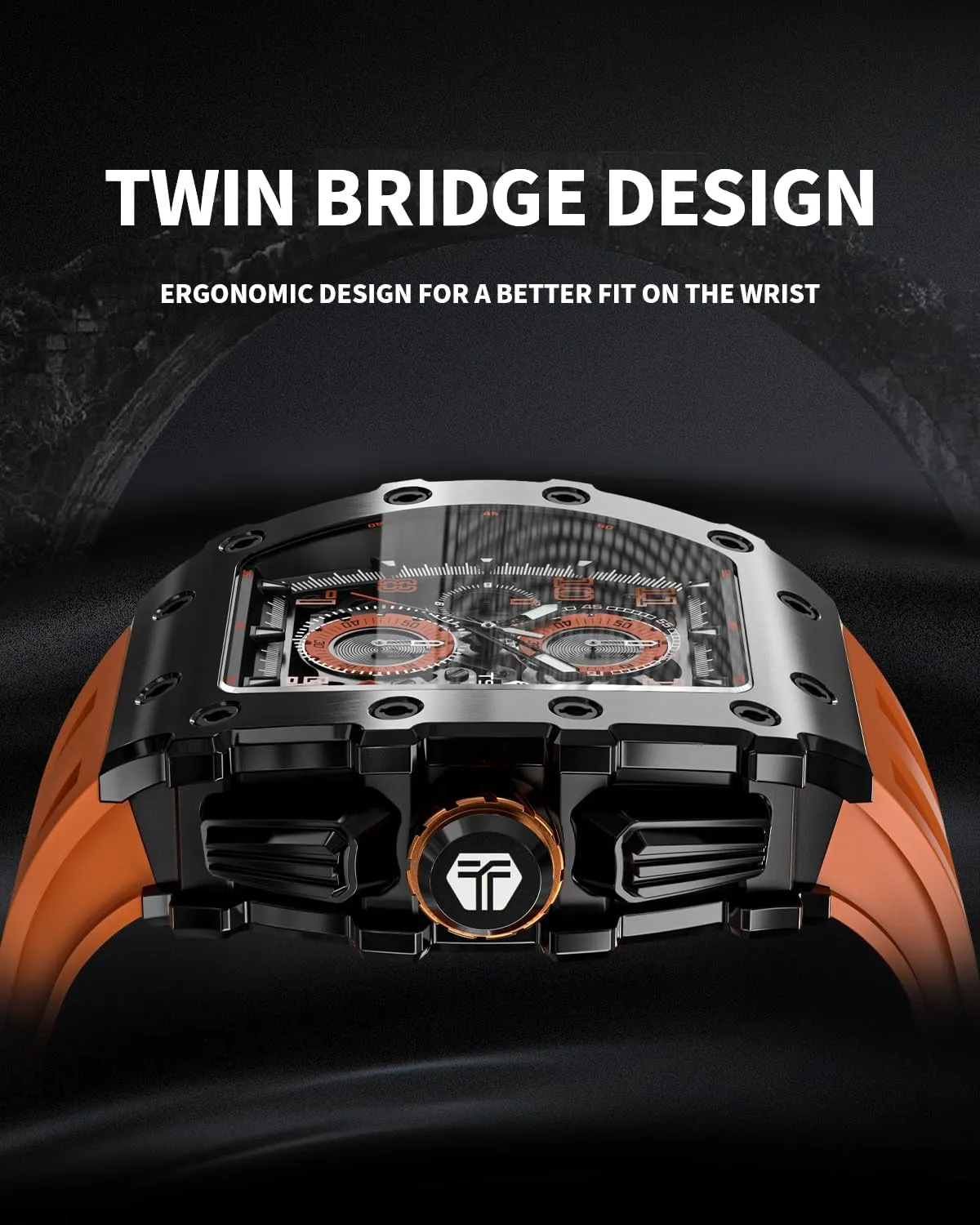 Mens Watches Luxury Tonneau Watches for Men Waterproof 50M Analog Replica Watch Chronograph Calendar Date Men’s Dress Business Work Watch Diver Large Square Face Wristwatch