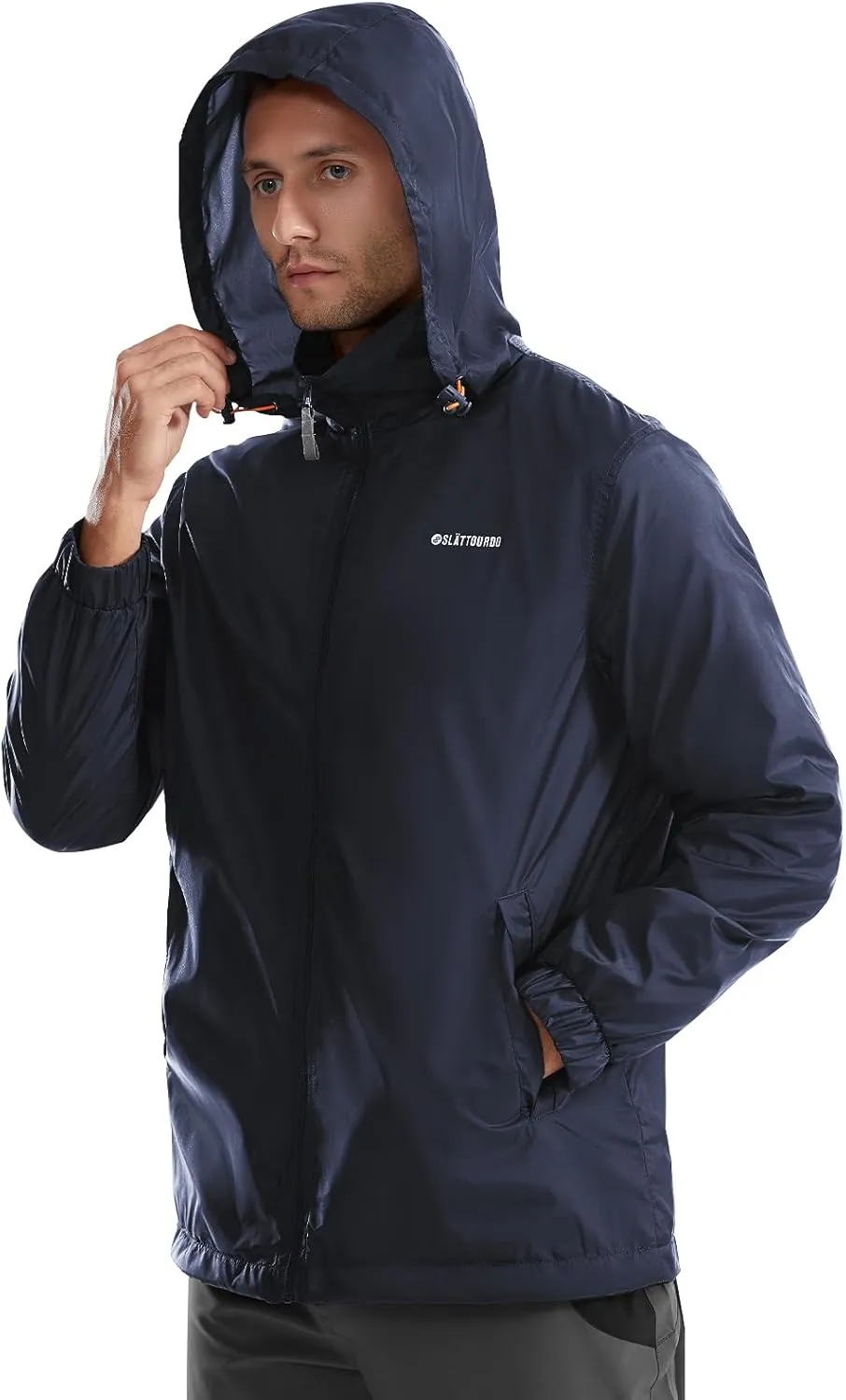Mens Waterproof Jacket Outdoor Lightweight Hooded Windbreaker Travel Hiking Windproof Raincoat
