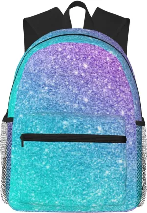 Mermaid Purple Blue Chic Glitter Lightweight Packable Backpack Travel Casual Hiking Daypack Foldable Backpack For Men Women