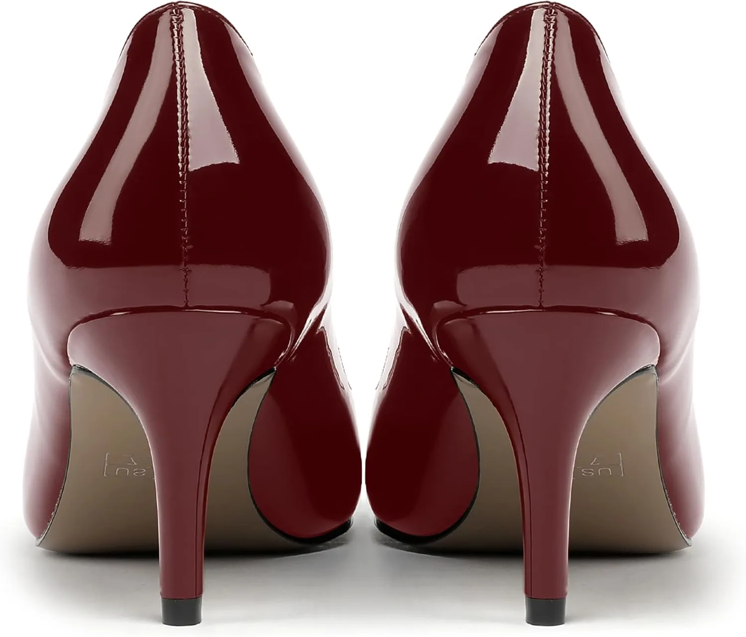 MERRORI Women's Patent Square Toe Slip On Solid Stiletto Mid Heel Pumps Shoes 2.5 Inch