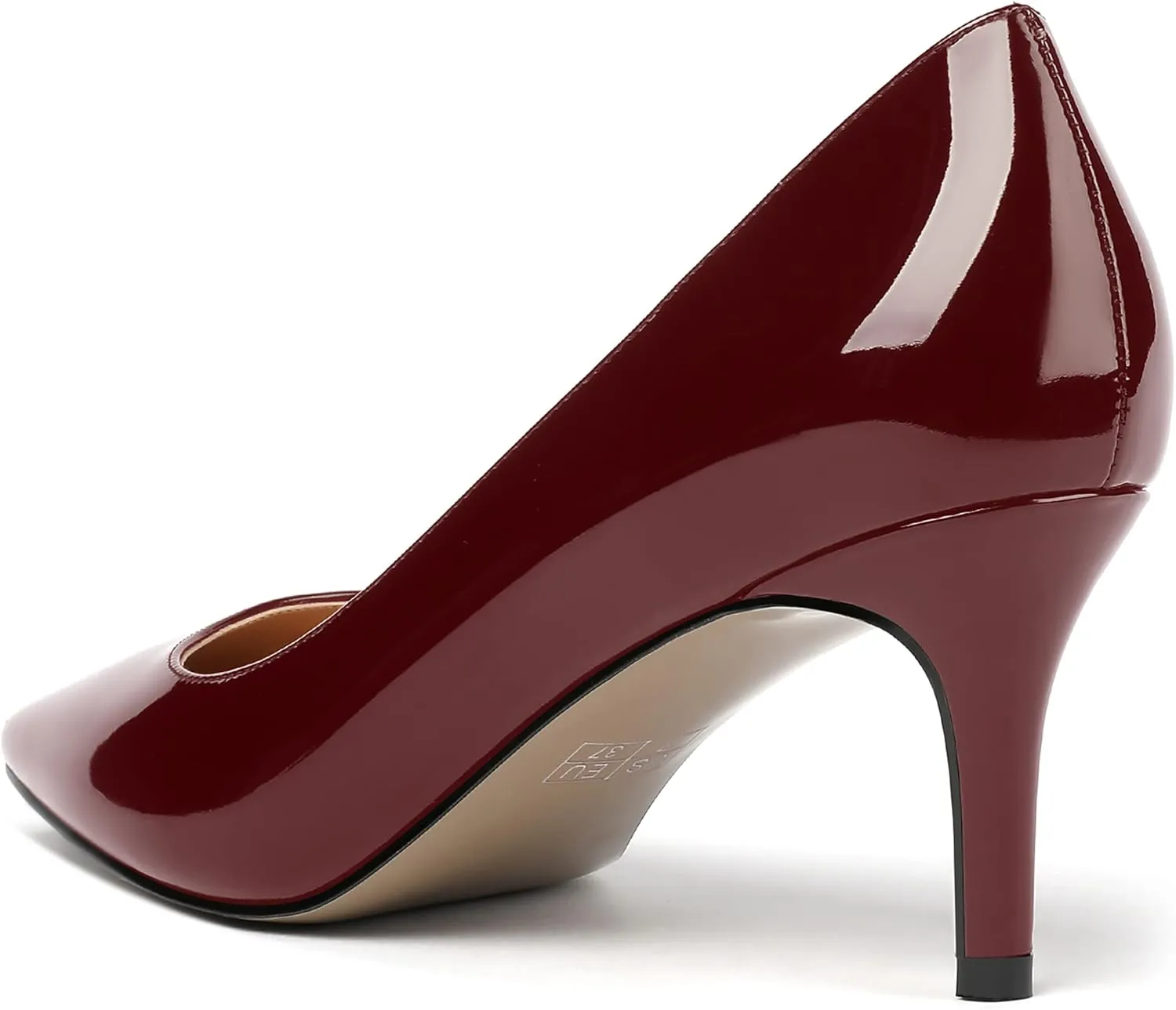 MERRORI Women's Patent Square Toe Slip On Solid Stiletto Mid Heel Pumps Shoes 2.5 Inch