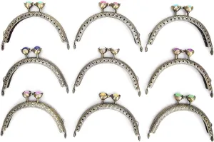 Metal Purse Frame, 9PCS 3.3 8.5cm Kiss Clasp Lock, Arch Sape Bag Clasp for DIY Bag Handle Sewing Craft