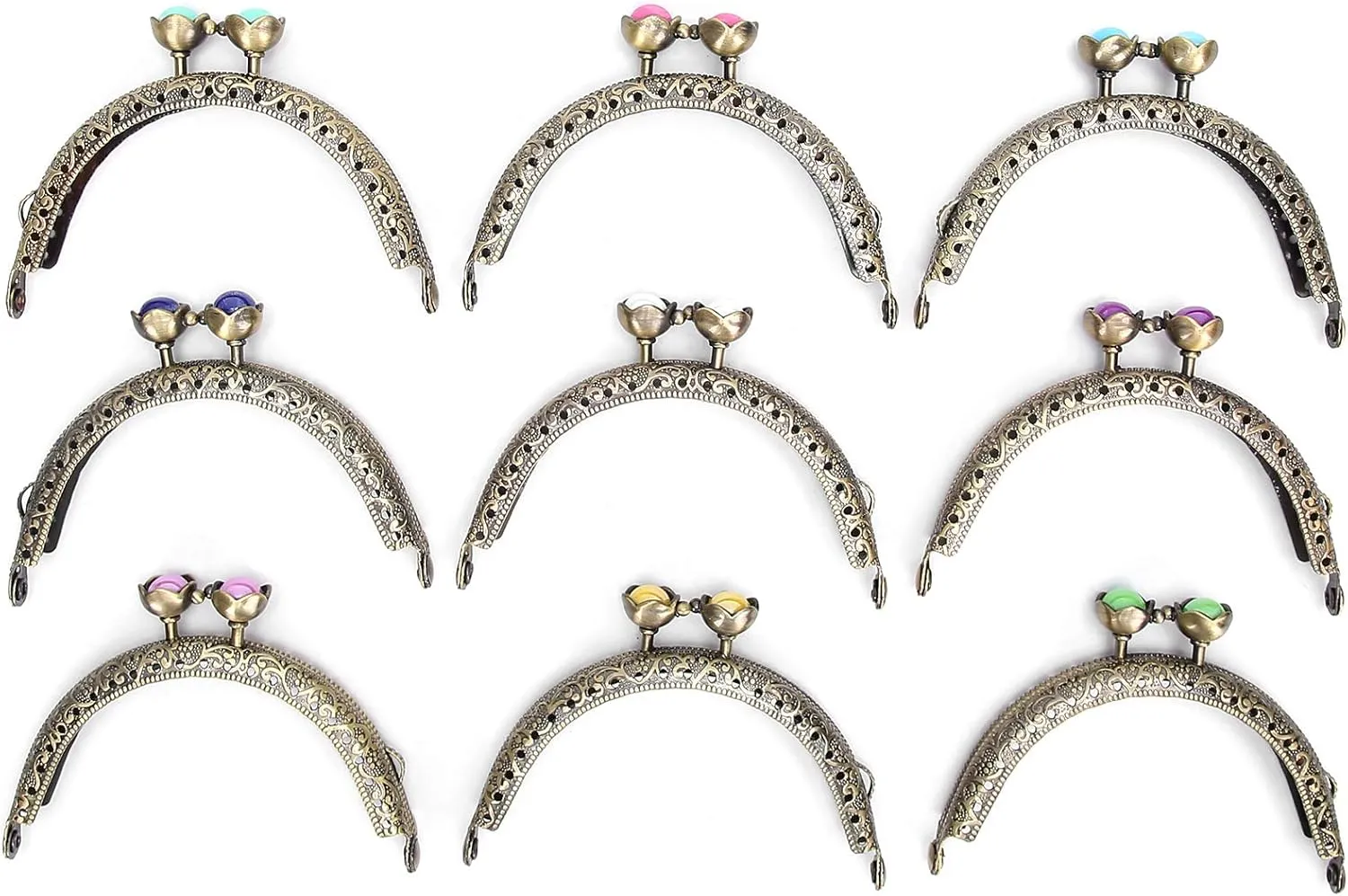 Metal Purse Frame, 9PCS 3.3 8.5cm Kiss Clasp Lock, Arch Sape Bag Clasp for DIY Bag Handle Sewing Craft